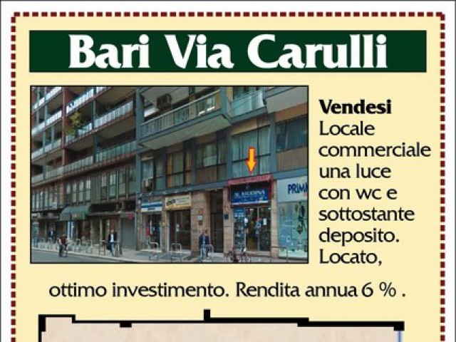 locale commerciale in vendita a bari via carulli